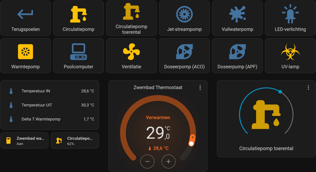 Zwembad dashboard Home Hassistant